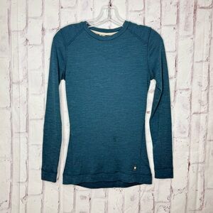 Smartwool Womens Merino Wool Base Layer Size M Green Long Sleeve Outdoor Running